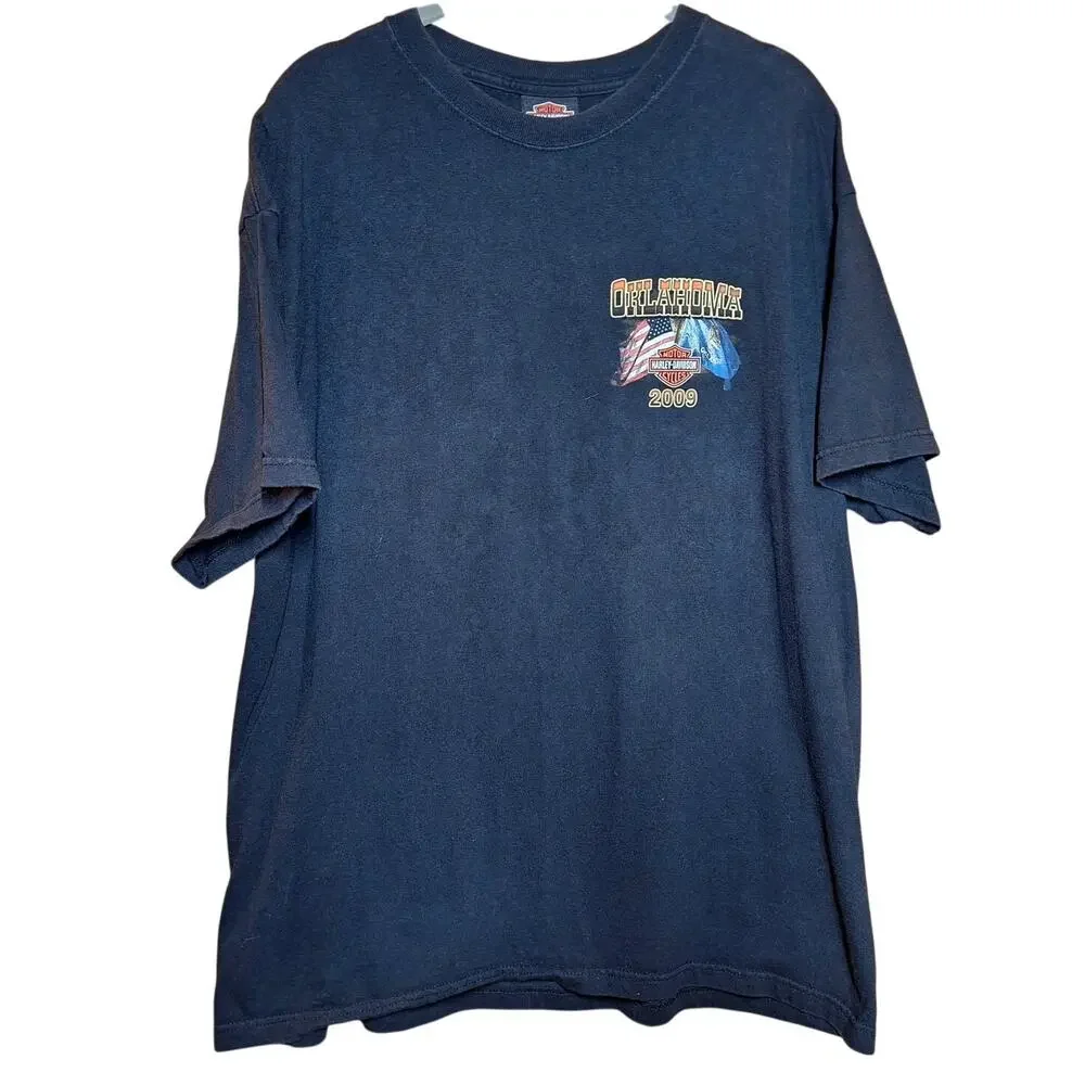 Harley Davidson vintage double sided graphic tee Mens XL Y2K OKLAHOMA OK 2009